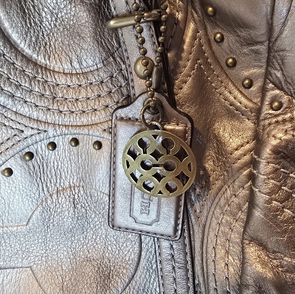 Coach Alex Bronze Metallic Satchel Bag - Picture 8 of 9